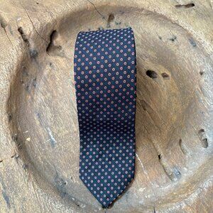 Vintage Robert Talbott for Brenner's Tulsa navy red silk handsewn 3-inch necktie